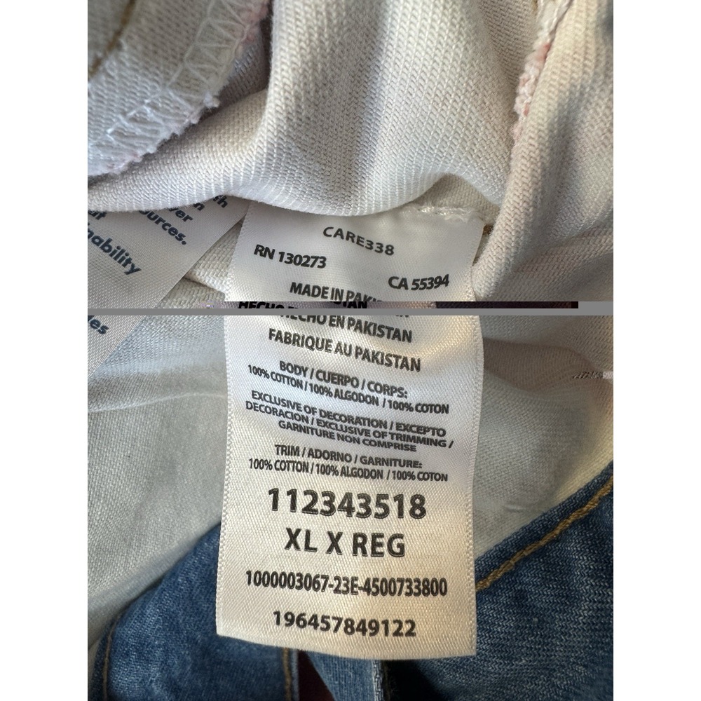 Wrangler Women's XL Graphic Print Denim Jacket Red White Blue Jean Lady - Picture 9 of 10